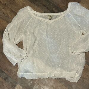 Lucky Brand white sheer long sleeved blouse size medium